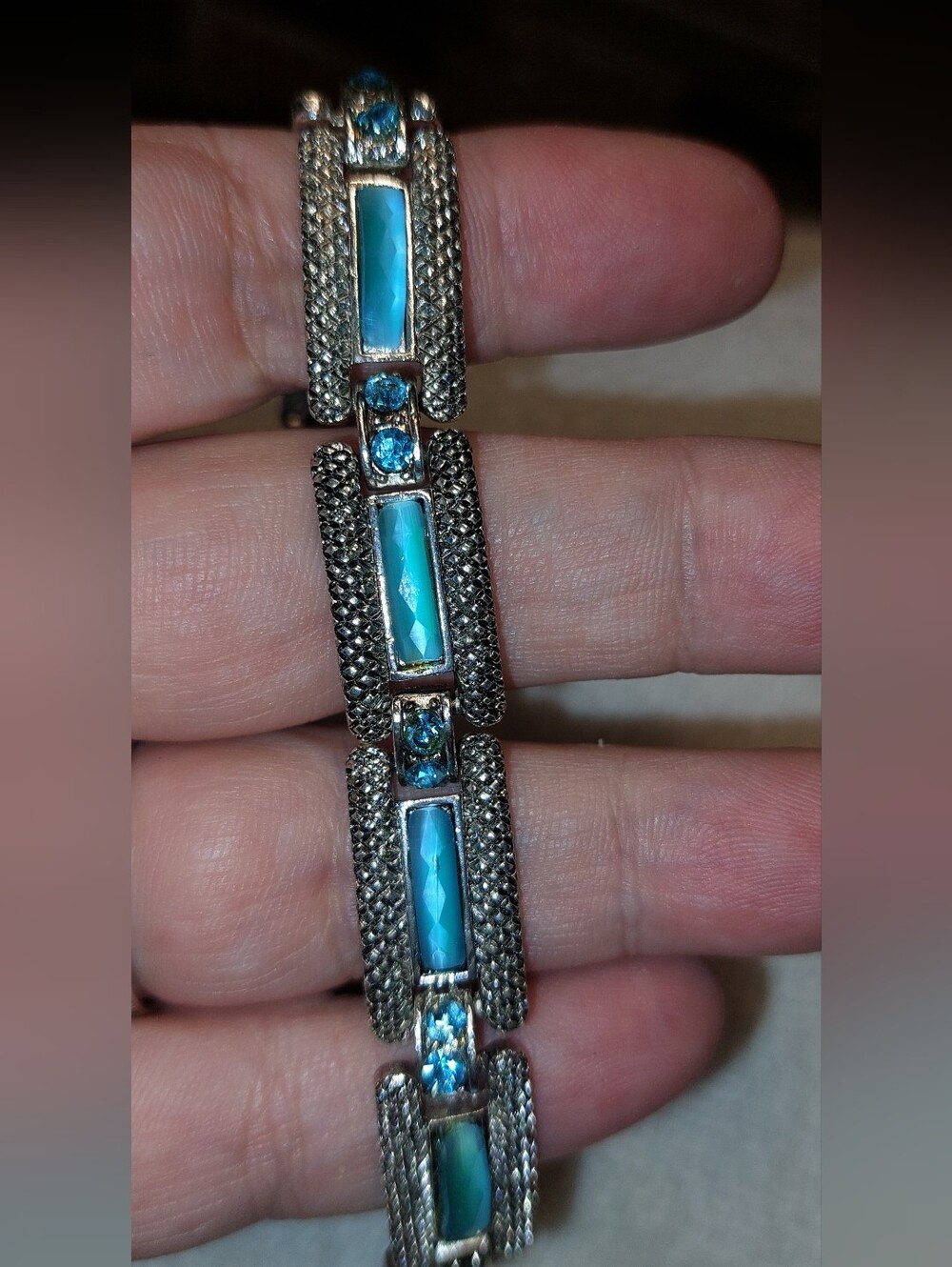 Turquoise Blue Stone Link Bracelet - Women Jewelry